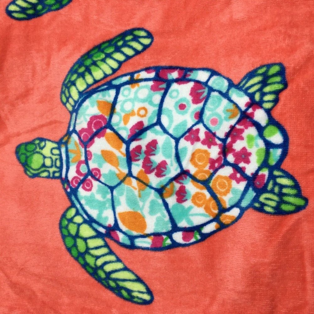 2 pc Cynthia Rowley Sea Turtle Beach Towel Set Hawaiian Tropical Floral Pool Spa - Picture 7 of 15